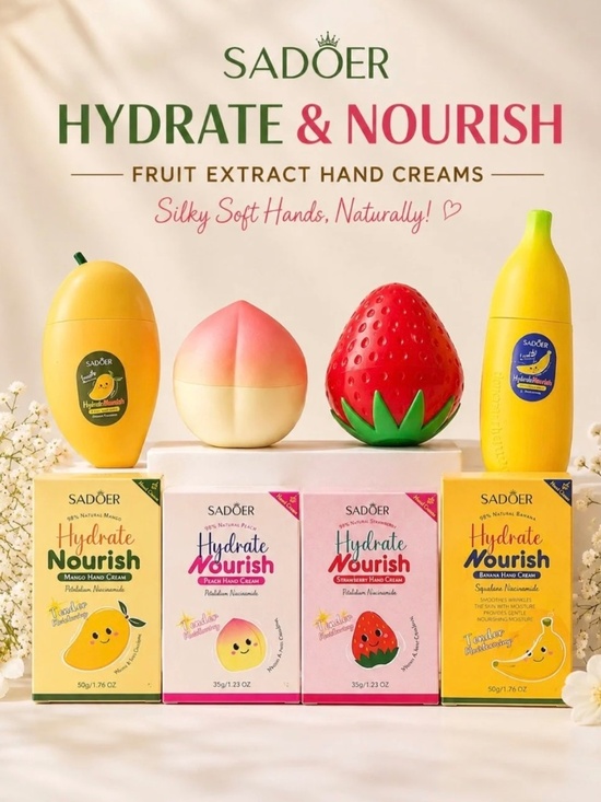 Other - SADOER Fruit Hand Cream Bundle Mango Peach Strawberry Banana Set pc